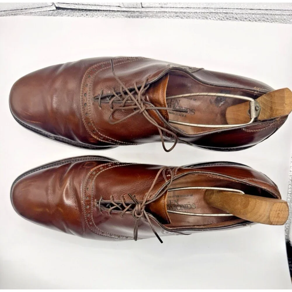 Vintage Allen Edmonds Polo Saddle Oxford Brown 10.5D USA Re-Soled Leather Shoes